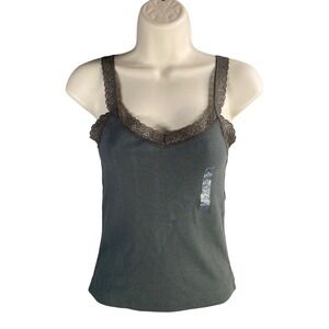 Y2k Old Navy Tank Top Small Lace Trim Ribbed‎ Preppy Chic Elena Bell Indie